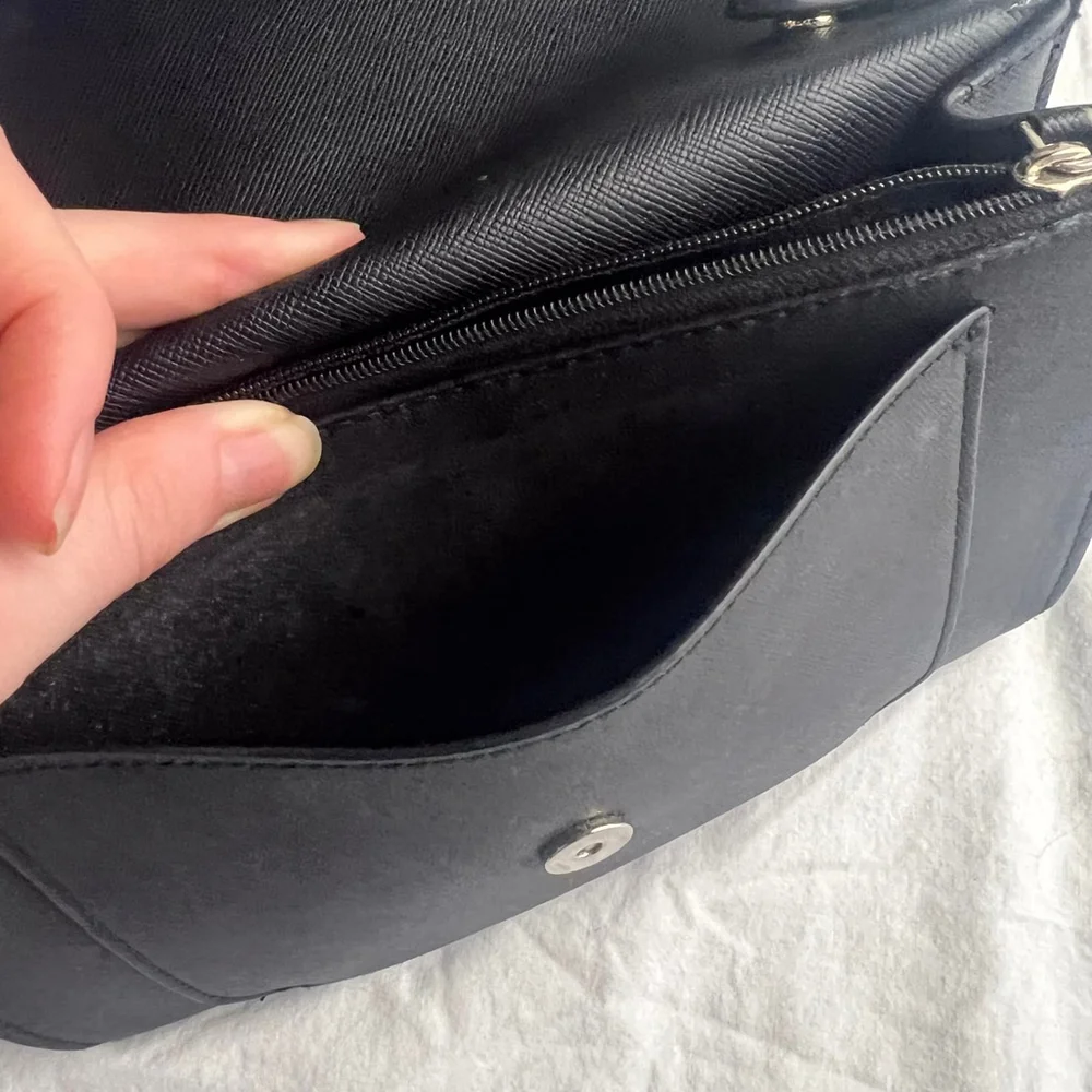 Kate Spade Tinsel Glitter Fabric Flap Crossbody Bag Black K9336